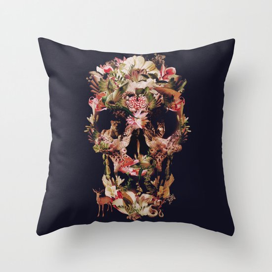 Jungle Skull Throw Pillow