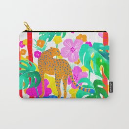 Jaguar in Tropical Garden Carry-All Pouch | Bigcats, Panther, Jaguar, Cats, Garden, Forest, Color, Artwork, Tropical, Neon 