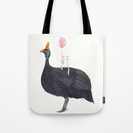 Guinea Fowl and Cat Tote Bag