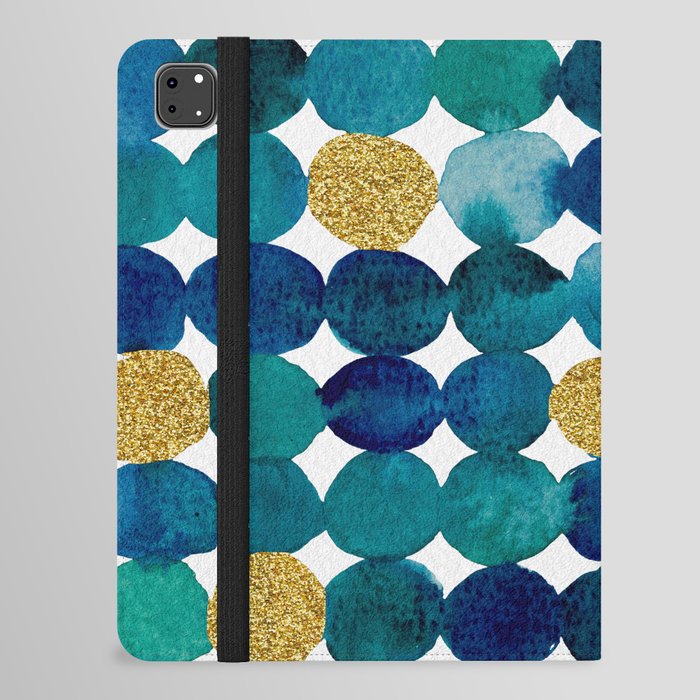 Dots pattern - blue and gold iPad Folio Case