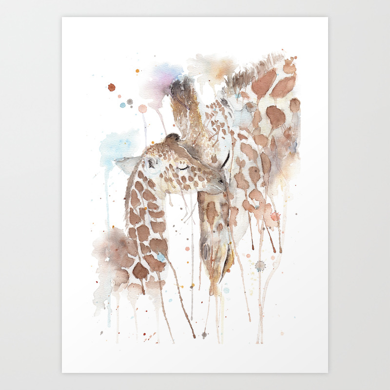 Watercolor Painting Of Picture Mother And Son Art Print By