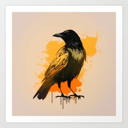 Crow in Yellow Art Print