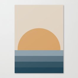 Minimal Retro Sunset / Sunrise - Ocean Blue Canvas Print