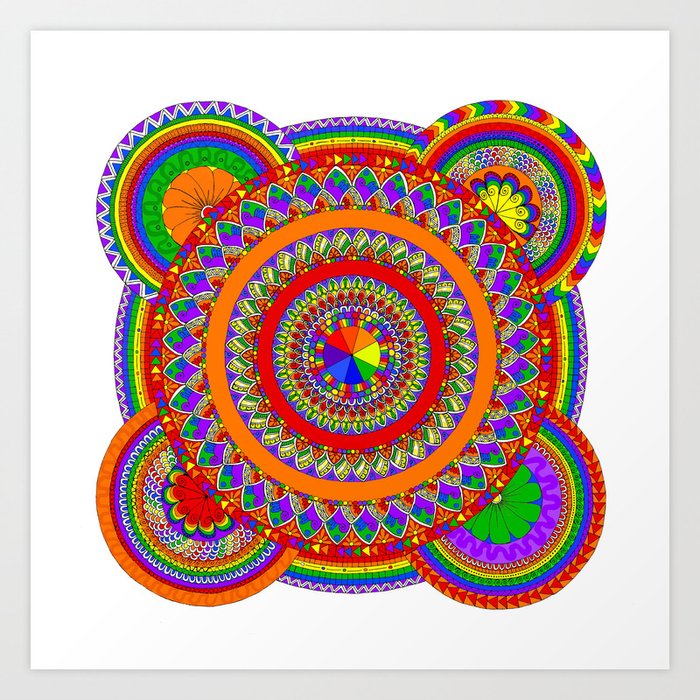 Soul on Fire- Mandala, geometric patterned art Art Print