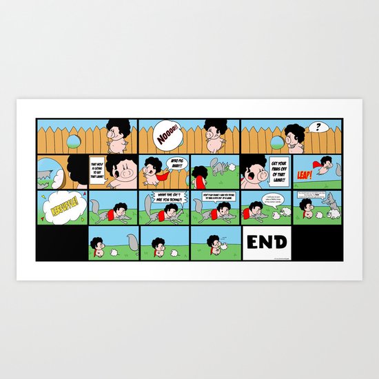 Afro Pig and the Wolf Art Print