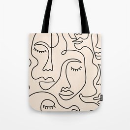 Abstract Single Line Face  Tote Bag