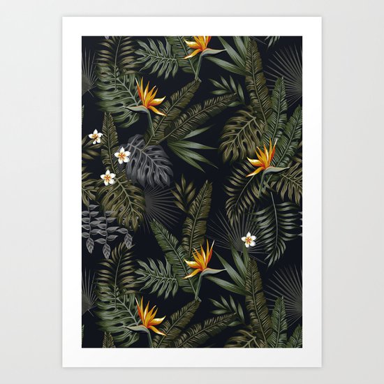 night tropical pattern Art Print