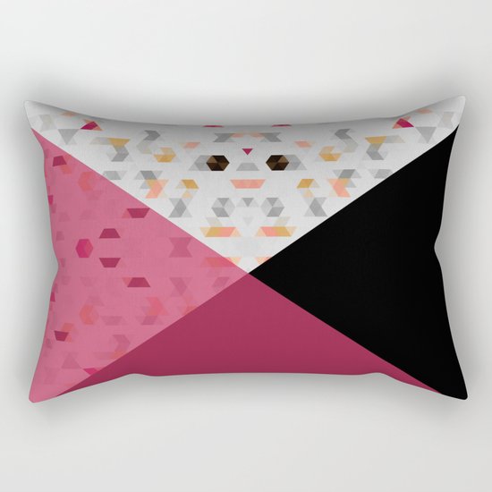 Little Triangles with Black and Pink Rectangular Pillow