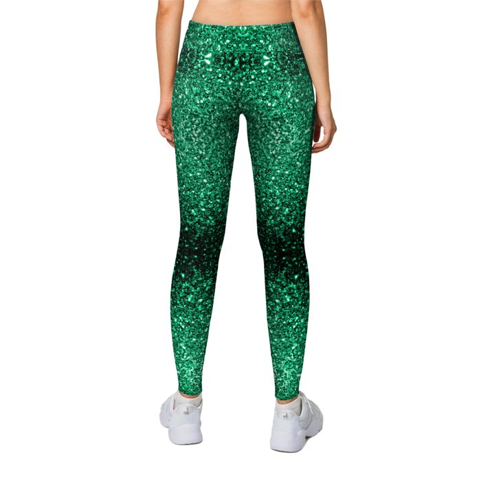 Emerald Green faux glitter sparkles Leggings by PLdesign