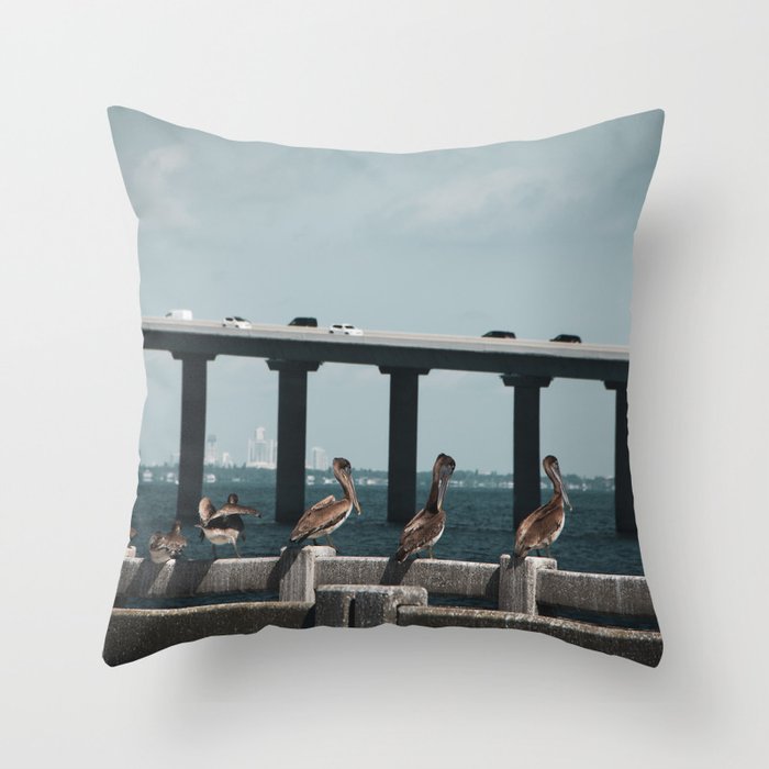 Skyway Bridge & Bob's Pelican Friends Animal / Wildlife Photograph Throw Pillow and more