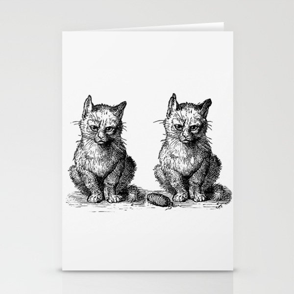 Vintage Victorian Cats Engraving Stationery Cards