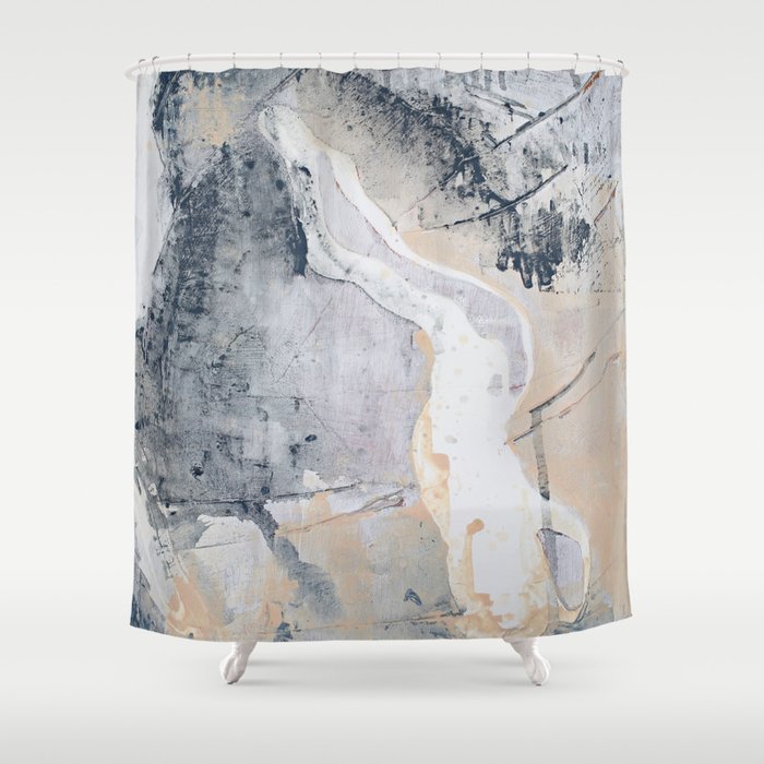 As Restless as the Sea: a minimal abstract painting by Alyssa Hamilton Art Shower Curtain
