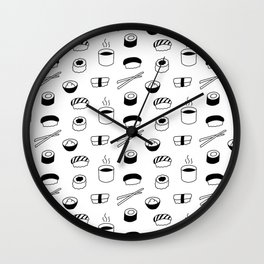 Minimalist Sushi Pattern (black/white) Wall Clock