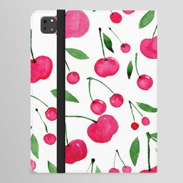 Watercolor cherries - green and pink iPad Folio Case