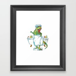T-rex taking bath dinosaur painting Framed Art Print