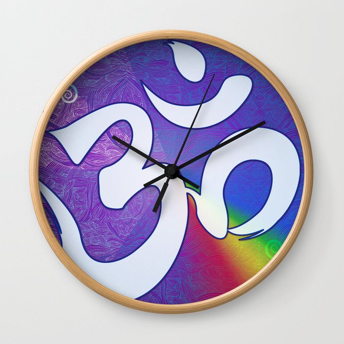 Mantra ... Aom in white Wall Clock