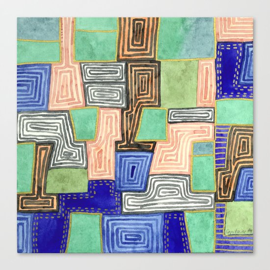 Complex Pattern with Golden Lines Canvas Print