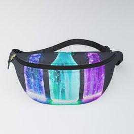 Three Colorful Bottles Blue Green And Purple Lightful Light Fanny Pack