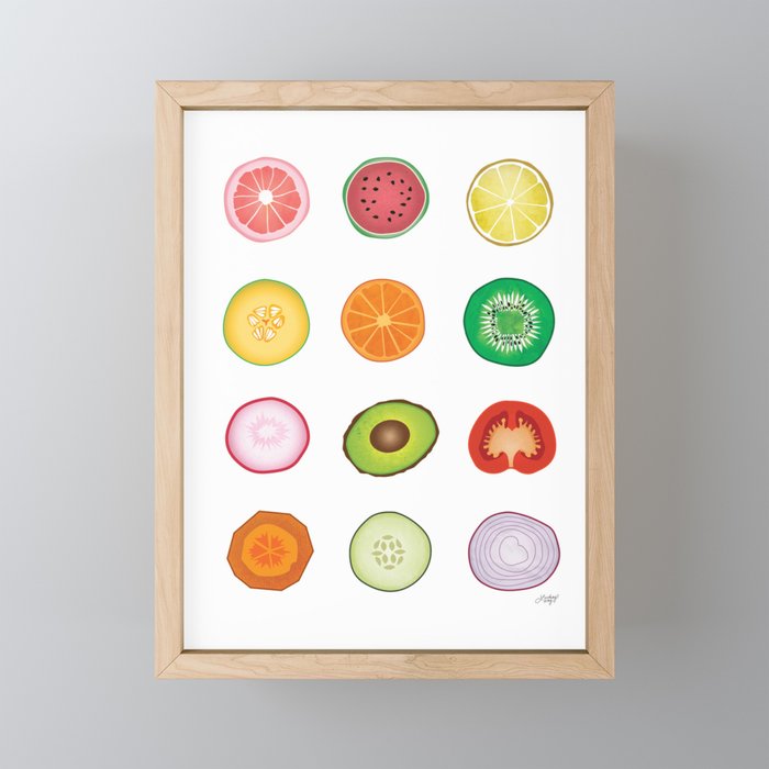 Fruits and Vegetables Collage Framed Mini Art Print