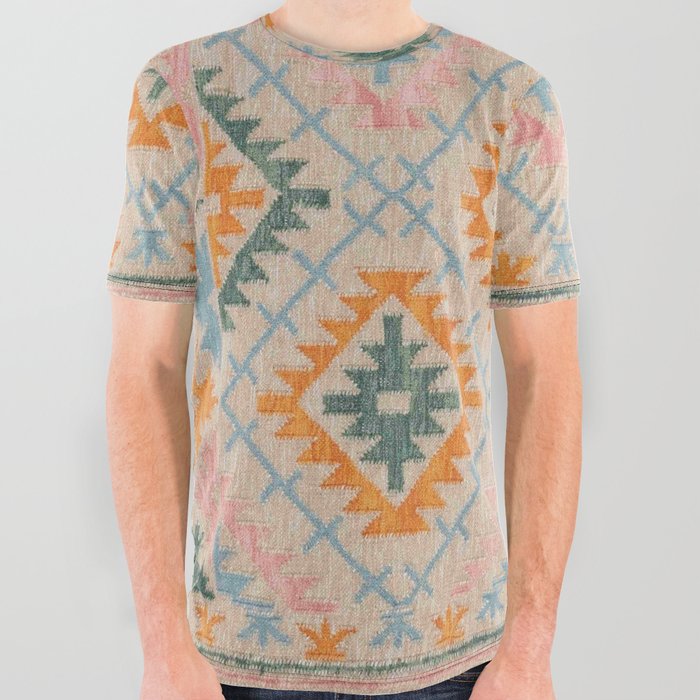 kilim pink orange blue and green All Over Graphic Tee
