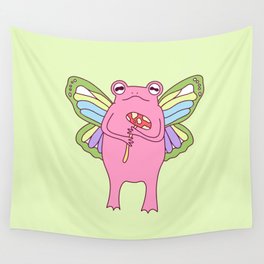 Fairy Frog with Cute Mushroom Cottagecore Wall Tapestry