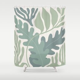 Abstract Tropical Botanicals Matisse Inspired in Sage Green 2 Shower Curtain