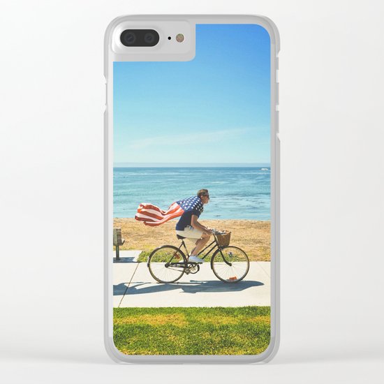 America flag bicycle Clear iPhone Case