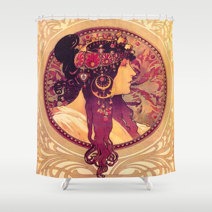 Alphonse Mucha Art Nouveau Shower Curtain By Themorganway