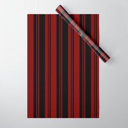 [ Thumbnail: Maroon & Black Colored Striped Pattern Wrapping Paper ]