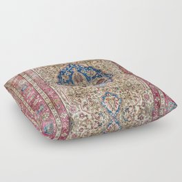 Antique Silk Kashan Persian Rug Print Floor Pillow