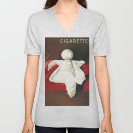 JOB Cigarettes Sultan In White by Leonetto Cappiello V Neck T Shirt