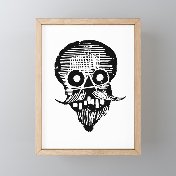 Skull with a beard by José Guadalupe Posada Framed Mini Art Print