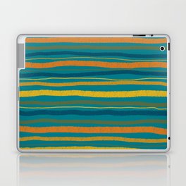 Crayon Stripes in Moroccan Teal Blue, Orange, Ochre, Green, Yellow Laptop Skin