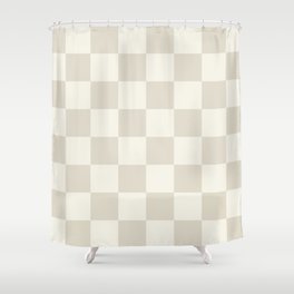 Checkerboard Check Checkered Pattern in Mushroom Beige and Cream Shower Curtain | Checked, Minimalist, Cream, Graphicdesign, Light, Pattern, Digital, Check, Neutral, Checkered 