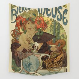 Alfons Mucha art nouveau beer ad Wall Tapestry