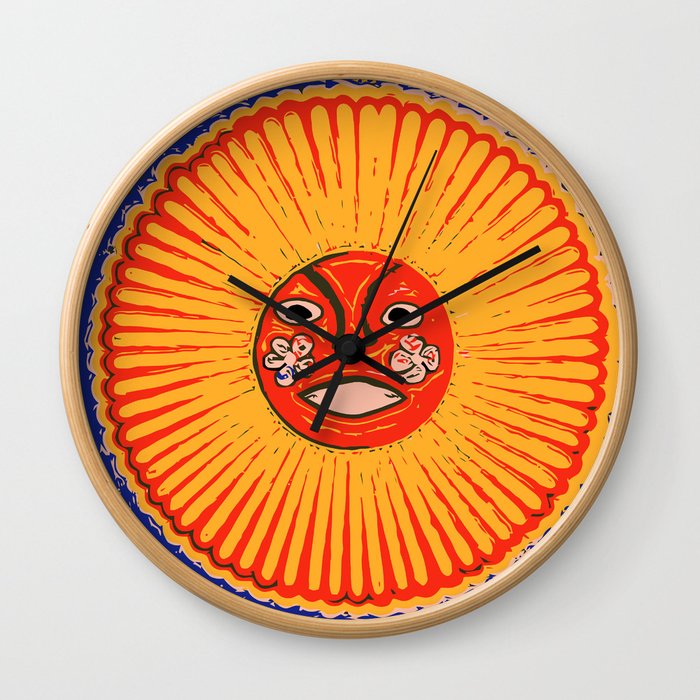 The sun Huichol art Wall Clock