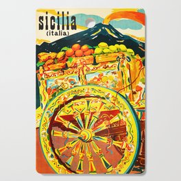 Sicily Italy Vintage Travel Ad Cutting Board