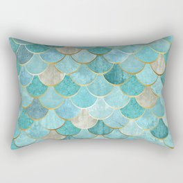 Moroccan Mermaid Fish Scale Pattern, Aqua,Teal Rectangular Pillow