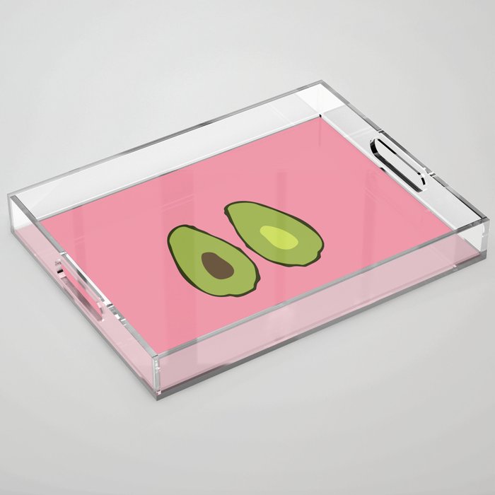 Avo - Minimalistic Avocado Design Pattern on Pink Acrylic Tray