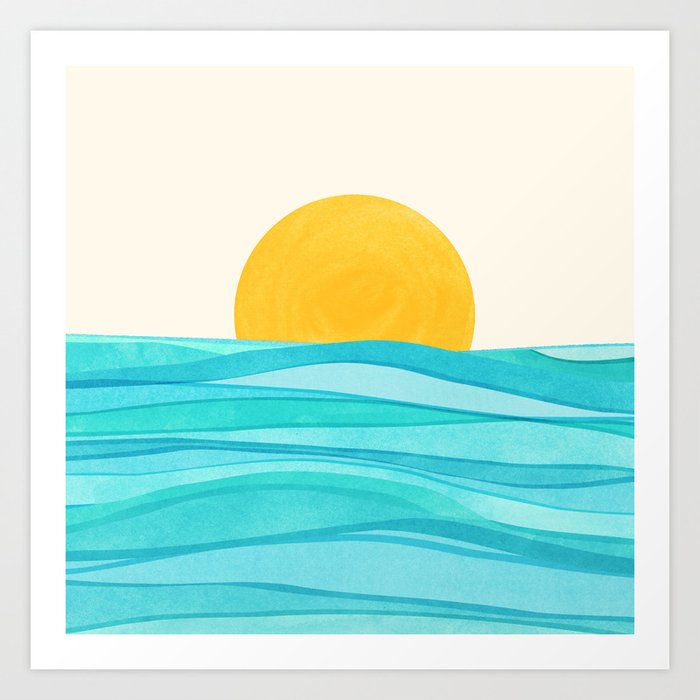 Ocean View Colorful Landscape Art Print