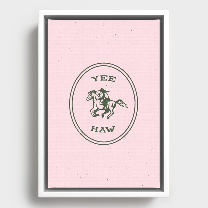 Yee Haw in Pink Framed Canvas