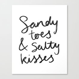 Salty Kisses Typography Print Canvas Print