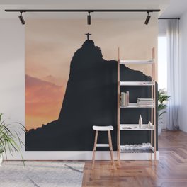 Brazil Photography - Silhouette Of Christ The Redeemer On Top Of The Hill Wall Mural