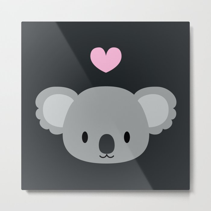 Cute koalas and pink hearts Metal Print