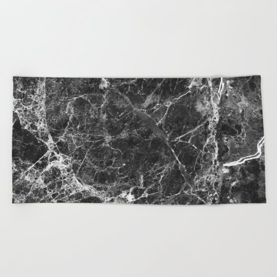 Black and White Marble Granite Beach Towel