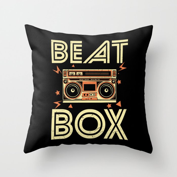 Cool Beat Box Retro Music Throw Pillow