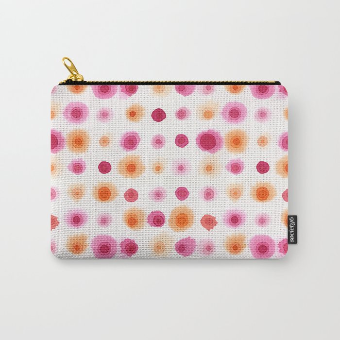 Pink & Orange Watercolor Dots Carry-All Pouch