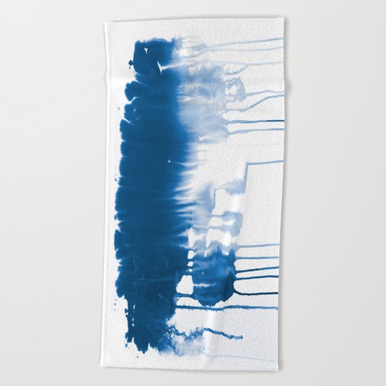 Paint 1 - indigo blue drip abstract painting modern minimal trendy home decor dorm college art Beach Towel