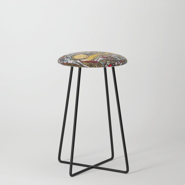 Van Gogh The Starry Night Stained Glass Counter Stool