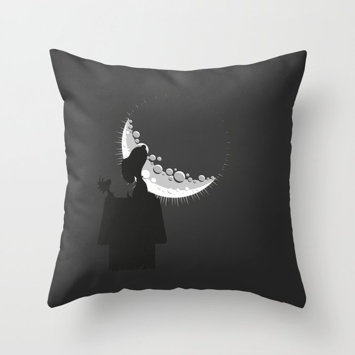 Looking the moon Throw Pillow